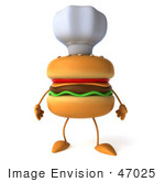 #47025 Royalty-Free (Rf) Illustration Of A 3d Cheeseburger Mascot Wearing A Chef Hat