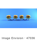 #47036 Royalty-Free (Rf) Illustration Of 3d Cheeseburger Mascots Walking Forward - Version 2