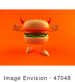 #47048 Royalty-Free (Rf) Illustration Of An Evil 3d Devil Cheeseburger Mascot - Version 3