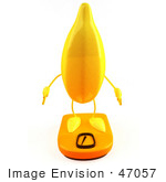 #47057 Royalty-Free (Rf) Illustration Of A 3d Yellow Banana Mascot Standing On A Scale - Version 1