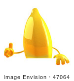 #47064 Royalty-Free (Rf) Illustration Of A 3d Yellow Banana Mascot Giving The Thumbs Up And Standing Behind A Blank Sign