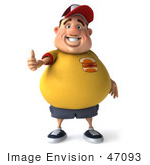 #47093 Royalty-Free (Rf) Illustration Of A 3d Fat Burger Boy Mascot Holding His Thumb Up