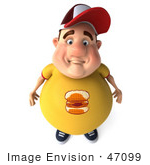 #47099 Royalty-Free (Rf) Illustration Of A 3d Fat Burger Boy Mascot Pouting
