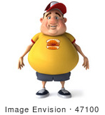 #47100 Royalty-Free (Rf) Illustration Of A 3d Fat Burger Boy Mascot Standing And Facing Front