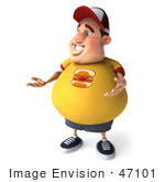 #47101 Royalty-Free (Rf) Illustration Of A 3d Fat Burger Boy Mascot Gesturing And Standing