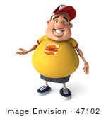 #47102 Royalty-Free (Rf) Illustration Of A 3d Fat Burger Boy Mascot Gesturing With One Hand