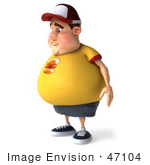 #47104 Royalty-Free (Rf) Illustration Of A 3d Fat Burger Boy Mascot Standing And Facing Left