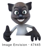 #47445 Royalty-Free (Rf) Illustration Of A 3d Siamese Cat Mascot Giving The Thumbs Up And Standing Behind A Blank Sign