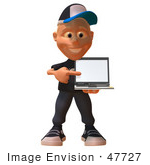 #47727 Royalty-Free (Rf) Illustration Of A 3d White Boy Holding A Laptop - Version 2