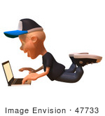 #47733 Royalty-Free (Rf) Illustration Of A 3d White Boy Using A Laptop - Version 3