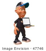 #47746 Royalty-Free (Rf) Illustration Of A 3d White Boy Holding A Laptop - Version 1