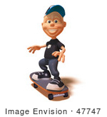 #47747 Royalty-Free (Rf) Illustration Of A 3d White Boy Skateboarding - Version 2