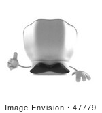 #47779 Royalty-Free (Rf) Illustration Of A 3d Chef Hat Mascot With A Mustache Giving The Thumbs Up And Standing Behind A Blank Sign