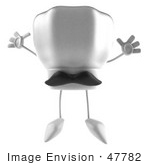 #47782 Royalty-Free (Rf) Illustration Of A 3d Chef Hat Mascot With A Mustache Jumping - Version 1