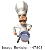 #47803 Royalty-Free (Rf) Illustration Of A 3d Gourmet Chef Mascot Carrying A Pot - Version 4