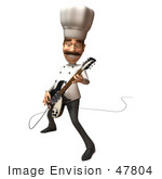 #47804 Royalty-Free (Rf) Illustration Of A 3d Gourmet Chef Mascot Playing An Electric Guitar - Version 2