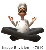 #47810 Royalty-Free (Rf) Illustration Of A 3d Gourmet Chef Mascot Meditating - Version 4