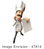 #47814 Royalty-Free (Rf) Illustration Of A 3d Gourmet Chef Mascot Holding A Blank Contract - Version 5