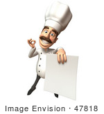 #47818 Royalty-Free (Rf) Illustration Of A 3d Gourmet Chef Mascot Holding A Blank Contract - Version 3