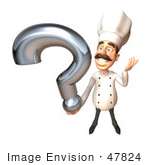 #47824 Royalty-Free (Rf) Illustration Of A 3d Gourmet Chef Mascot Holding A Question Mark - Version 2