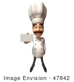 #47842 Royalty-Free (Rf) Illustration Of A 3d Gourmet Chef Mascot Holding A Blank Business Card - Version 3