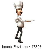 #47858 Royalty-Free (Rf) Illustration Of A 3d Gourmet Chef Mascot Holding A Plate - Version 3