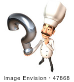 #47868 Royalty-Free (Rf) Illustration Of A 3d Gourmet Chef Mascot Holding A Question Mark - Version 4
