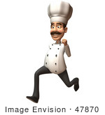 #47870 Royalty-Free (Rf) Illustration Of A 3d Gourmet Chef Mascot Running - Version 2