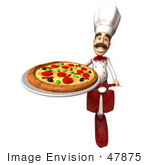 #47875 Royalty-Free (Rf) Illustration Of A 3d Gourmet Chef Mascot Delivering Pizza On A Scooter - Version 4