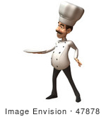 #47878 Royalty-Free (Rf) Illustration Of A 3d Gourmet Chef Mascot Holding A Plate - Version 2