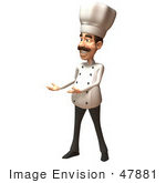 #47881 Royalty-Free (Rf) Illustration Of A 3d Gourmet Chef Mascot Presenting