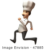 #47885 Royalty-Free (Rf) Illustration Of A 3d Gourmet Chef Mascot Running - Version 1