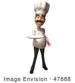 #47888 Royalty-Free (Rf) Illustration Of A 3d Gourmet Chef Mascot Holding A Plate - Version 1