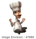 #47889 Royalty-Free (Rf) Illustration Of A 3d Gourmet Chef Mascot Meditating - Version 1