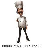 #47890 Royalty-Free (Rf) Illustration Of A 3d Gourmet Chef Mascot Wearing A Headset And Pointing His Fingers Like A Gun - Version 2