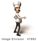 #47893 Royalty-Free (Rf) Illustration Of A 3d Gourmet Chef Mascot Pointing His Fingers Like A Gun - Version 3