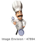 #47894 Royalty-Free (Rf) Illustration Of A 3d Gourmet Chef Mascot Carrying A Pot - Version 3