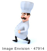 #47914 Royalty-Free (Rf) Illustration Of A 3d Head Chef Mascot Walking Left