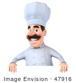#47916 Royalty-Free (Rf) Illustration Of A 3d Head Chef Mascot Standing Behind A Blank Sign