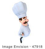 #47918 Royalty-Free (Rf) Illustration Of A 3d Head Chef Mascot Facing Right