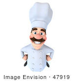 #47919 Royalty-Free (Rf) Illustration Of A 3d Head Chef Mascot Looking Upwards