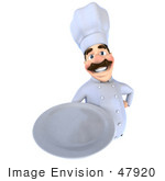 #47920 Royalty-Free (Rf) Illustration Of A 3d Head Chef Mascot Holding A Plate - Version 3