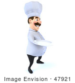 #47921 Royalty-Free (Rf) Illustration Of A 3d Head Chef Mascot Holding A Plate - Version 2