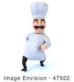 #47922 Royalty-Free (Rf) Illustration Of A 3d Head Chef Mascot Walking Forward