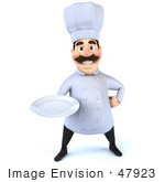 #47923 Royalty-Free (Rf) Illustration Of A 3d Head Chef Mascot Holding A Plate - Version 1