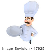 #47925 Royalty-Free (Rf) Illustration Of A 3d Head Chef Mascot Holding A Plate - Version 4