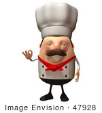 #47928 Royalty-Free (Rf) Illustration Of A 3d Chubby Executive Chef Mascot Gesturing The A Ok Sign - Version 6