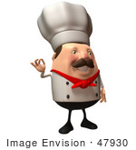 #47930 Royalty-Free (Rf) Illustration Of A 3d Chubby Executive Chef Mascot Gesturing The A Ok Sign - Version 7