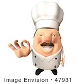 #47931 Royalty-Free (Rf) Illustration Of A 3d Chubby Executive Chef Mascot Gesturing The A Ok Sign - Version 1