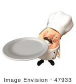 #47933 Royalty-Free (Rf) Illustration Of A 3d Chubby Executive Chef Mascot Carrying A Plate - Version 1
